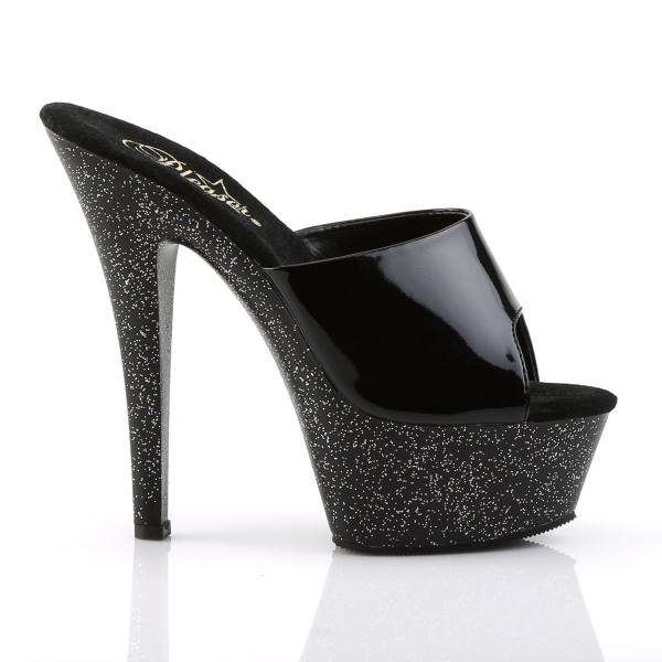 KISS-201MG Pleaser High-Heels Plateaupantoletten schwarz Lack Miniglitter