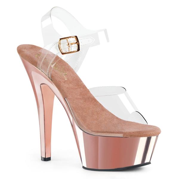 KISS-208 Pleaser High-Heels Plateausandaletten transparent rosegold chrom