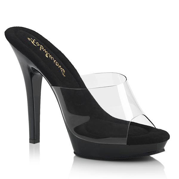 Sale LIP-101 Fabulicious Damen High-Heels Plateaupantoletten transparent schwarz 40