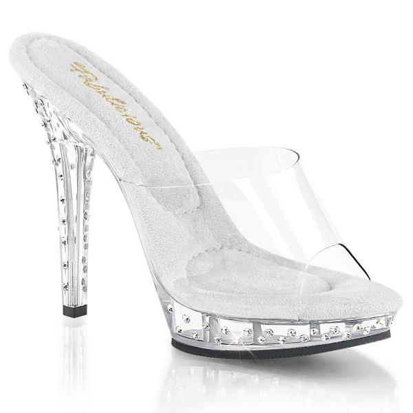LIP-101SDT Fabulicious High-Heels Pantoletten transparent mit Strasssteinen besetzt