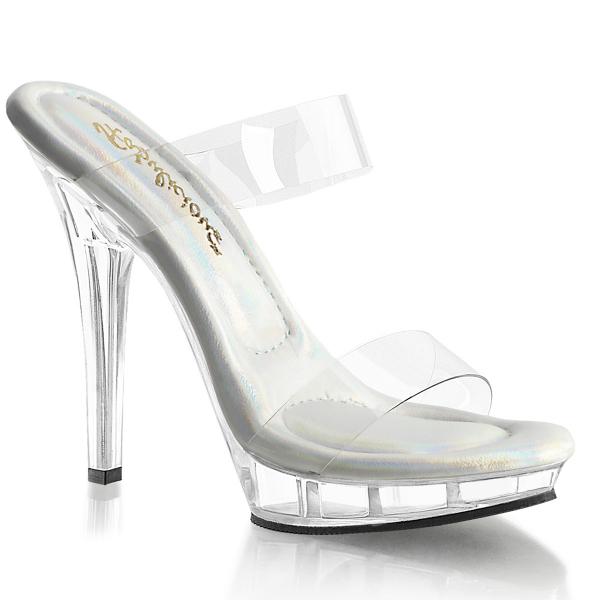 LIP-102-1 sexy Fabulicious High-Heels Dualband Plateaupantoletten transparent