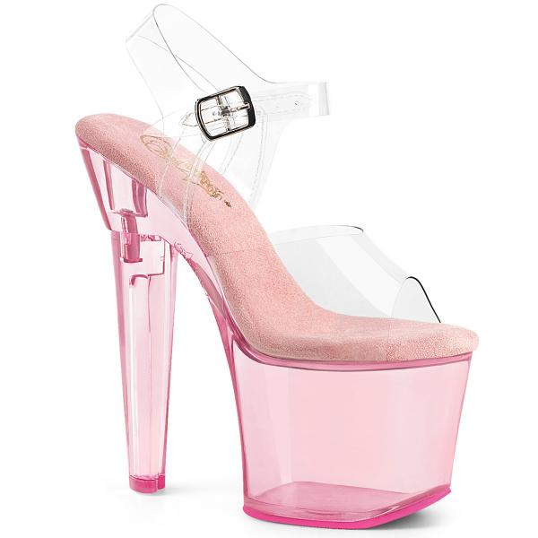 LOVESICK-708T Pleaser high heels platform ankle strap sandal clear baby pink tinted