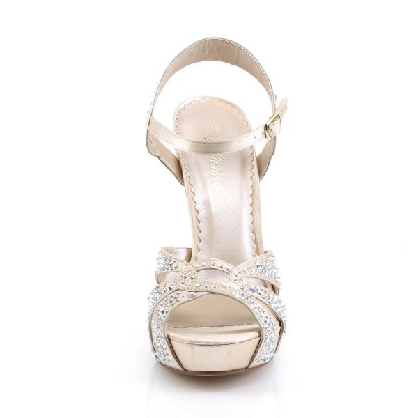 LUMINA-23 Fabulicious Damen Riemchen Sandaletten Strass champagner Satin