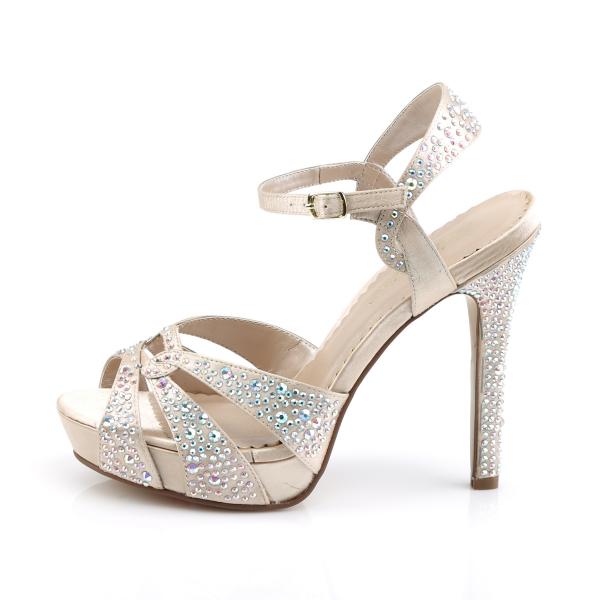 LUMINA-23 Fabulicious Damen Riemchen Sandaletten Strass champagner Satin