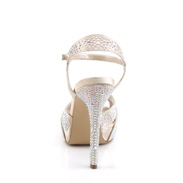 LUMINA-23 Fabulicious Damen Riemchen Sandaletten Strass champagner Satin