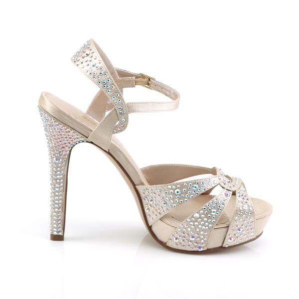 LUMINA-23 Fabulicious Damen Riemchen Sandaletten Strass champagner Satin