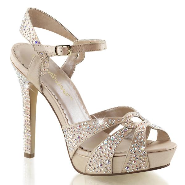 LUMINA-23 Fabulicious Damen Riemchen Sandaletten Strass champagner Satin