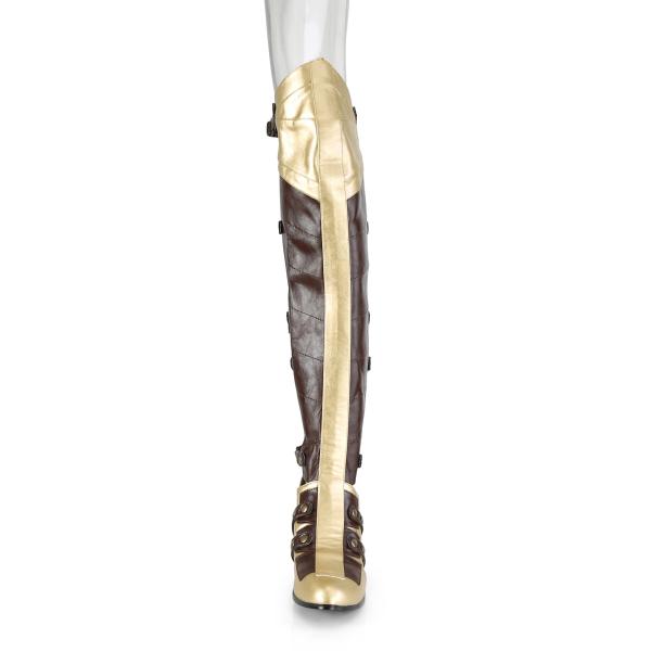 Sale MAIDEN-8830 Funtasma Overknee Klettverschluss Schnallen Stiefel braun gold 39