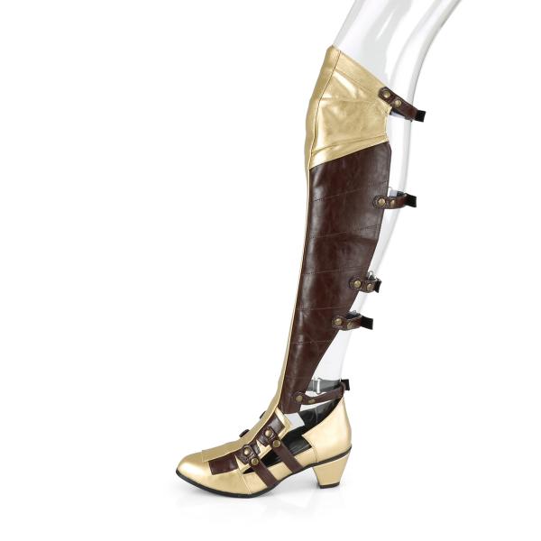 Sale MAIDEN-8830 Funtasma Overknee Klettverschluss Schnallen Stiefel braun gold 39