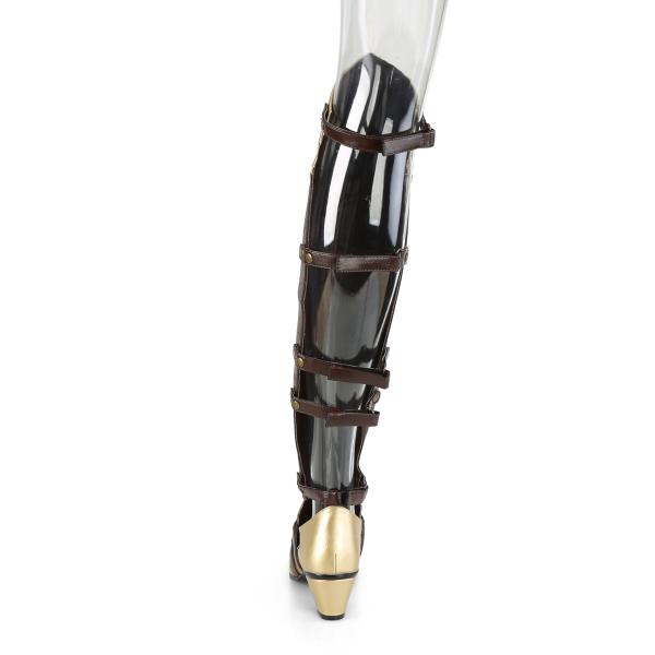 Sale MAIDEN-8830 Funtasma Overknee Klettverschluss Schnallen Stiefel braun gold 39