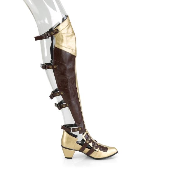 Sale MAIDEN-8830 Funtasma Overknee Klettverschluss Schnallen Stiefel braun gold 39