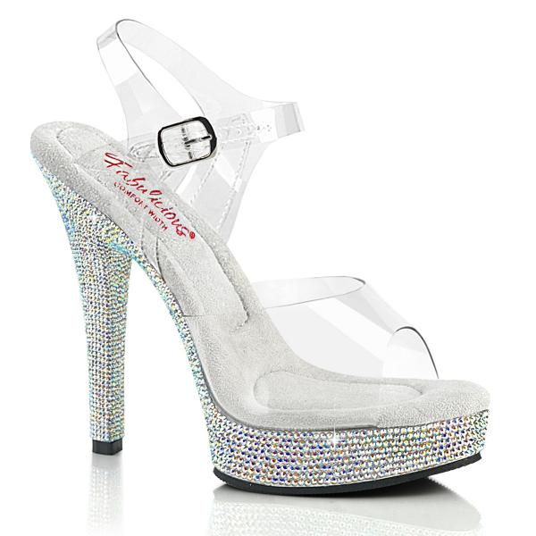 MAJESTY-508DM Fabulicious vegane Damen High Heels Strass Plateausandaletten klar