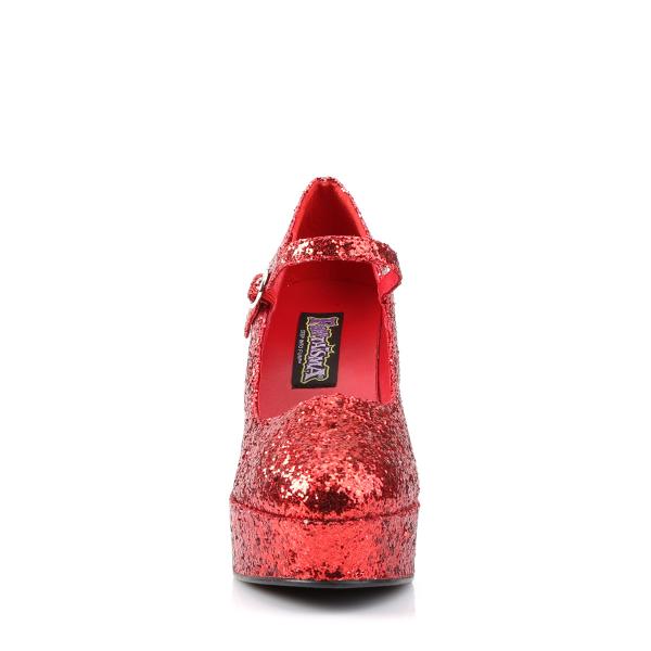 Sale MARYJANE-50G chice Funtasma High-Heels Damen Plateau Riemchenpumps rot Glitter 40