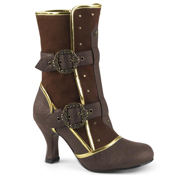 MATEY-205 Funtasma Damen Stiefeletten braun Goldverzierungen Totenkopf