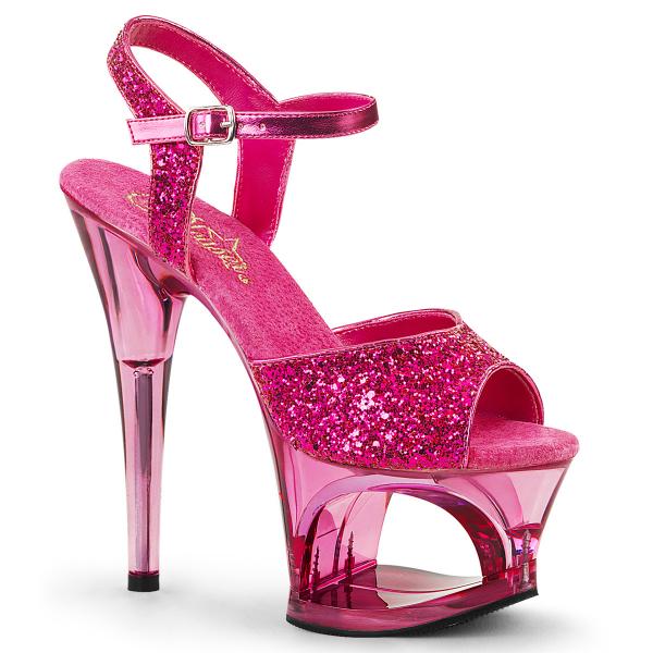Sale MOON-710GT Pleaser high heels sandal cut-out platform glitter hot pink tinted 38