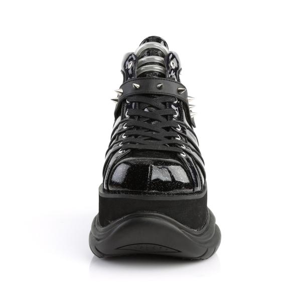 Sale NEPTUNE-100 DemoniaCult platform lace-up shoe black silver glitter uv reactive 41