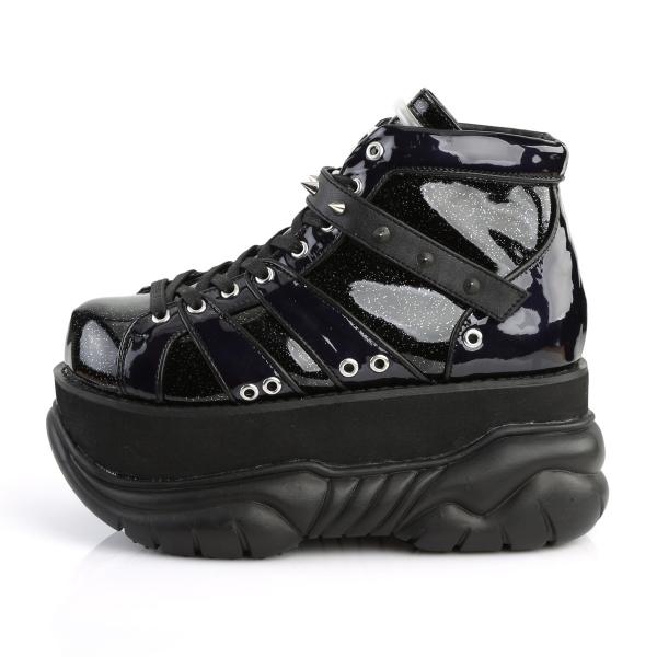 Sale NEPTUNE-100 DemoniaCult platform lace-up shoe black silver glitter uv reactive 41