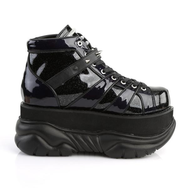 Sale NEPTUNE-100 DemoniaCult platform lace-up shoe black silver glitter uv reactive 41