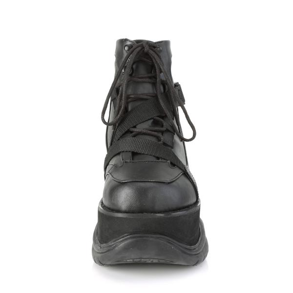 Sale NEPTUNE-181 DemoniaCult vegane Damen Plateau Stiefelette schwarz Lederoptik 36