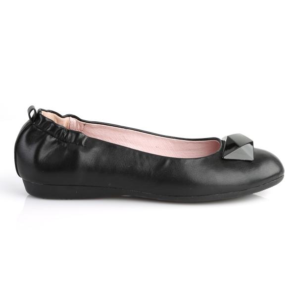 Sale OLIVE-08 Pin Up Couture Damen Ballerinas elastische Ferse schwarz Lederoptik 38