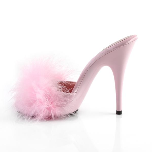 Sale POISE-501F Fabulicious ladies platform marabou sandal baby pink satin marabou fur 37