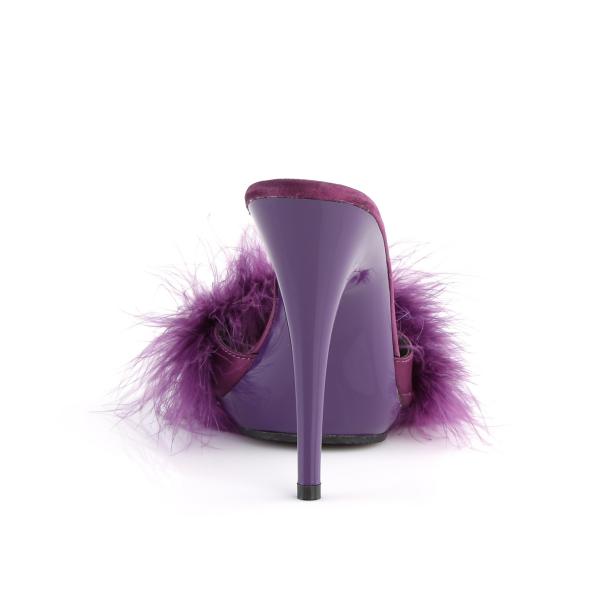 Sale POISE-501F Fabulicious Damen Stiletto Pantoletten lila Satin Marabufell 38