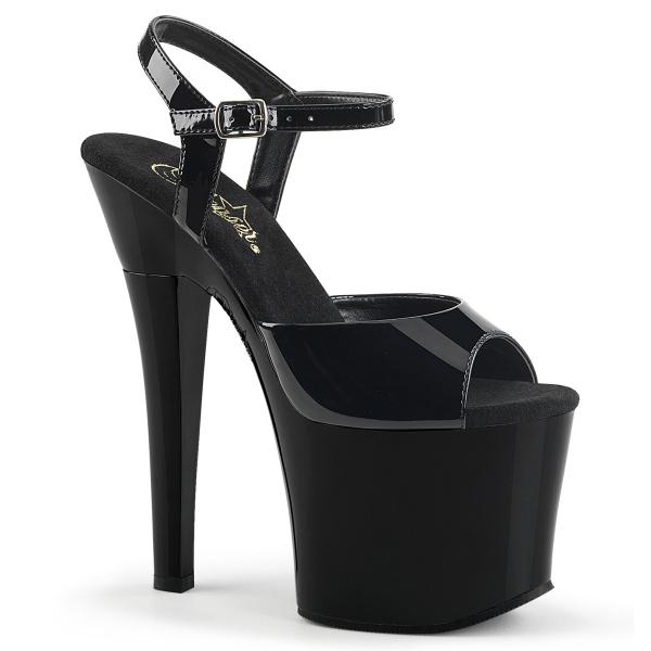 RADIANT-709 vegane Pleaser High-Heels Plateau Sandaletten schwarz Lack