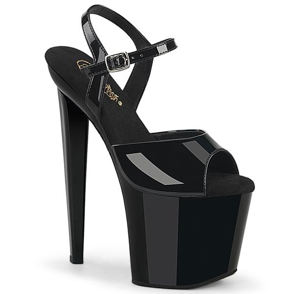 RAZZLE-809 Pleaser Damen Plateausandaletten Rautenförmiger Absatz schwarz Lack