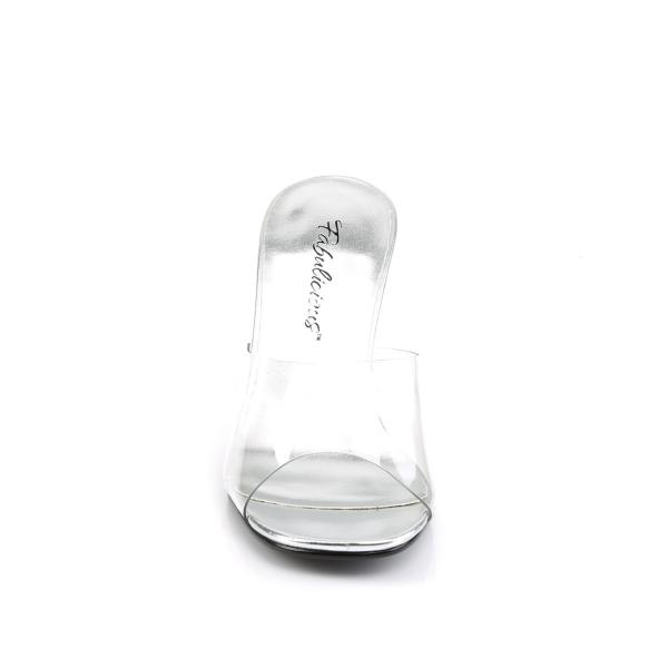 Sale ROMANCE-301 Fabulicious Damen Pantoletten transparent mit rechteckigen Absatz 39