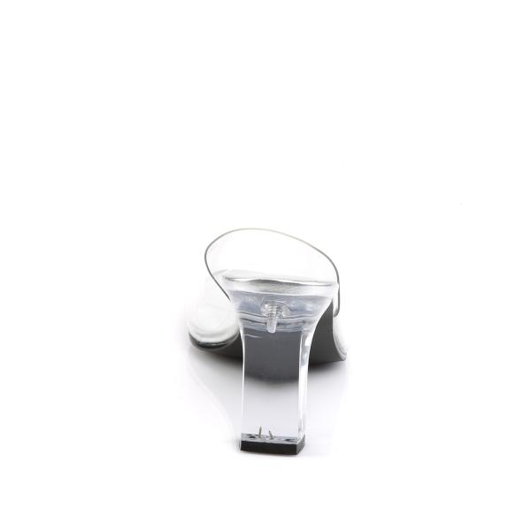 Sale ROMANCE-301 Fabulicious Damen Pantoletten transparent mit rechteckigen Absatz 39