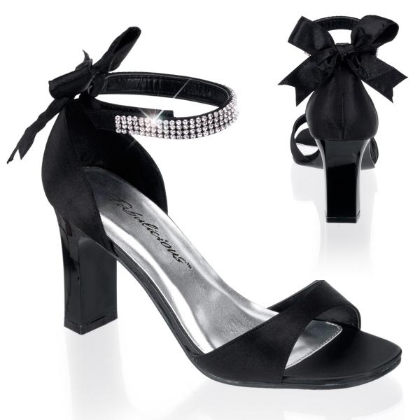 Sale ROMANCE-372 chice Pleaser Pink Label Damen Riemchen-Sandaletten schwarz Satin Strass 40