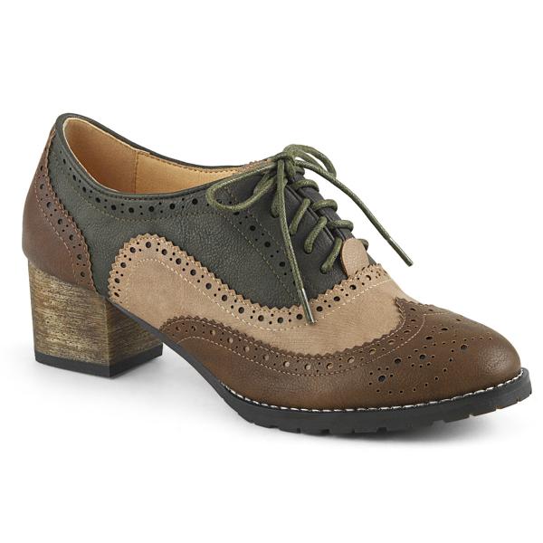 RUSSELL-34 Pin Up Couture Damen Oxford Wingtip Schuhe braun Multi Lederoptik