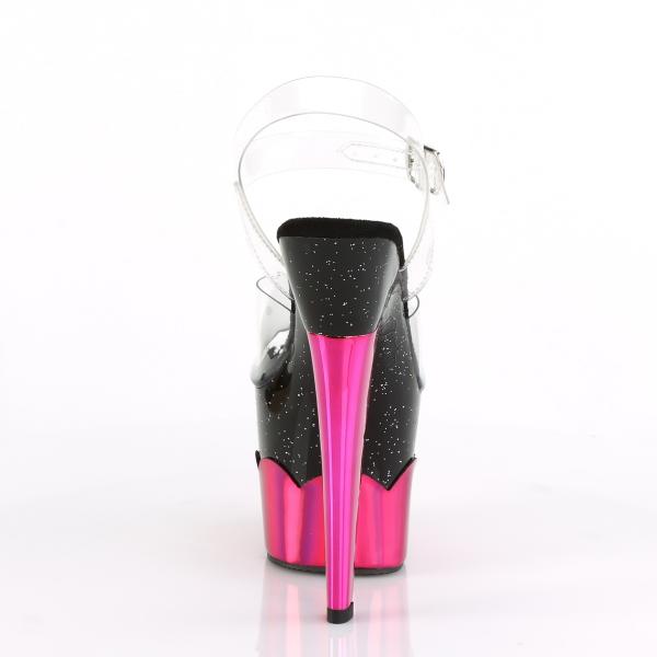 SCALLOP-708-2HGM Pleaser High-Heels Plateausandaletten klar schwarz hotpink Chrom
