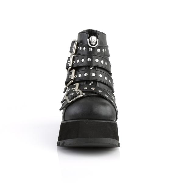 Sale SCENE-30 DemoniaCult Damen Plateau Stiefeletten Totenkopf Schnallen schwarz matt 39