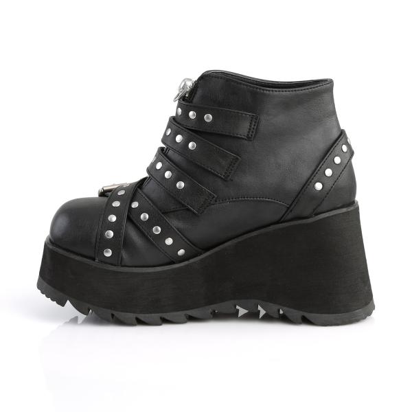 Sale SCENE-30 DemoniaCult Damen Plateau Stiefeletten Totenkopf Schnallen schwarz matt 39