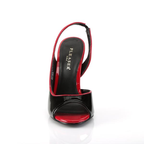 Sale SEDUCE-117 Pleaser high heels peep toe sling back sandal black-red patent 38