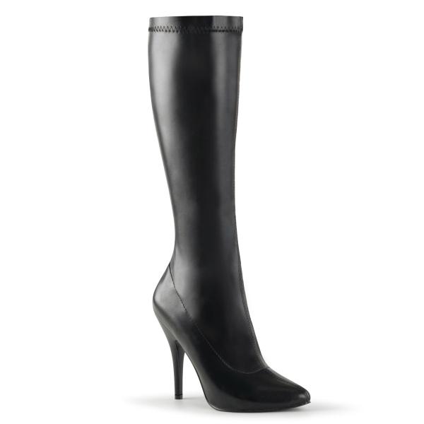 SEDUCE-2000 Pleaser high heels stretch knee boots black vegan leather 44