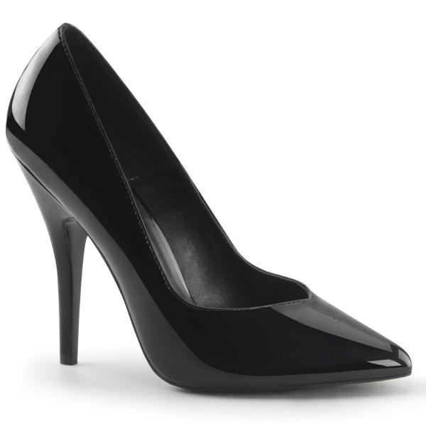 Sale SEDUCE-420V sexy Pleaser high heels stiletto pumps v-cut black patent 46
