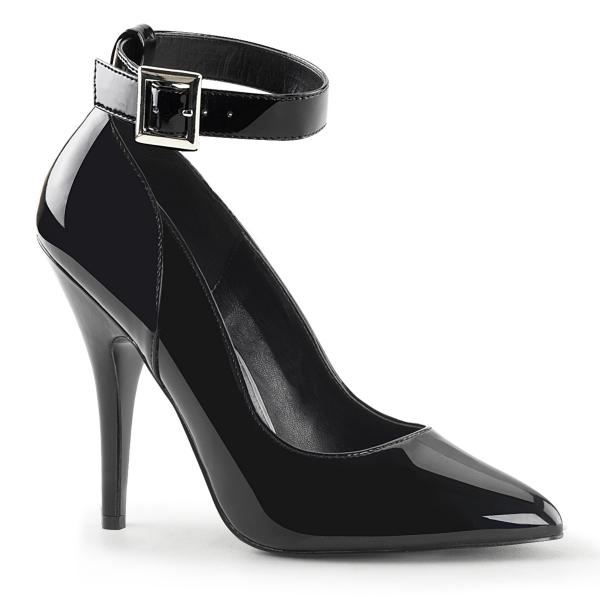 Sale SEDUCE-431 Pleaser Stilettoabsatz High-Heels Fesselriemchen Pumps schwarz Lack 43