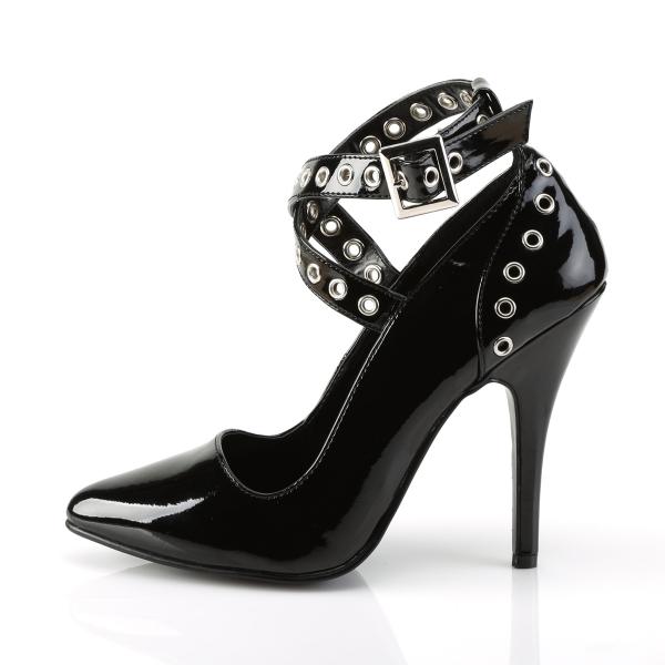 Sale SEDUCE-443 Pleaser high heels criss-cross pump eyelet-holes black patent 46