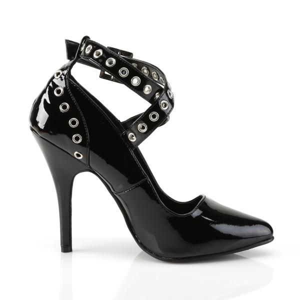 Sale SEDUCE-443 Pleaser high heels criss-cross pump eyelet-holes black patent 46