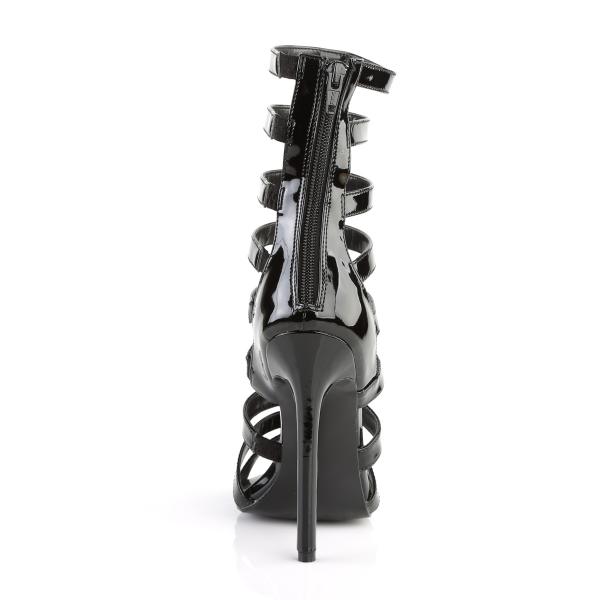 Sale SEXY-52 Pleaser Stilettoabsatz High-Heels Multiriemchen Käfig Sandaletten schwarz Lack 39