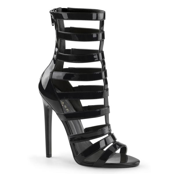 Sale SEXY-52 Pleaser Stilettoabsatz High-Heels Multiriemchen Käfig Sandaletten schwarz Lack 39