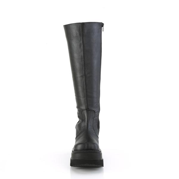 Auktion SHAKER-100WC DemoniaCult extraweite Keil-Plateau Kniehohe Stiefel schwarz Matt 42
