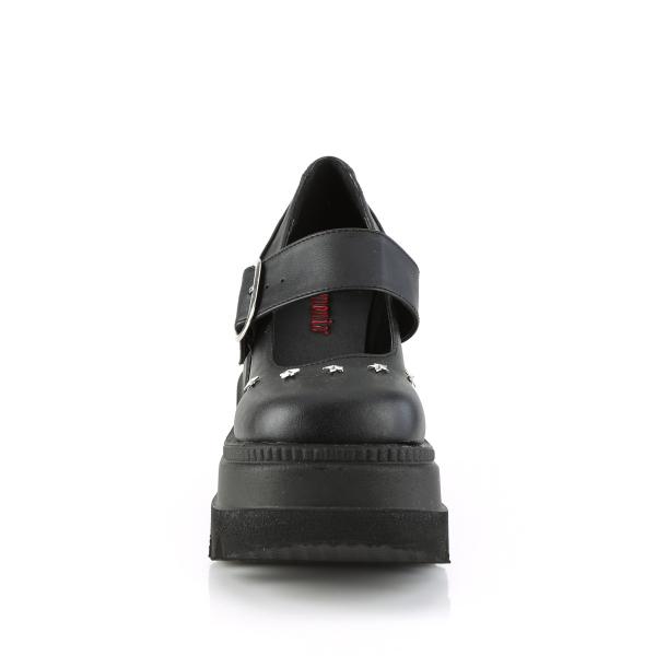 Sale SHAKER-23 DemoniaCult Damen Keil-Plateaupumps schwarz Lederoptik Sternnieten 41