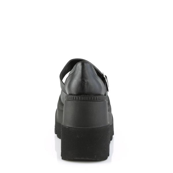 Sale SHAKER-23 DemoniaCult Damen Keil-Plateaupumps schwarz Lederoptik Sternnieten 41