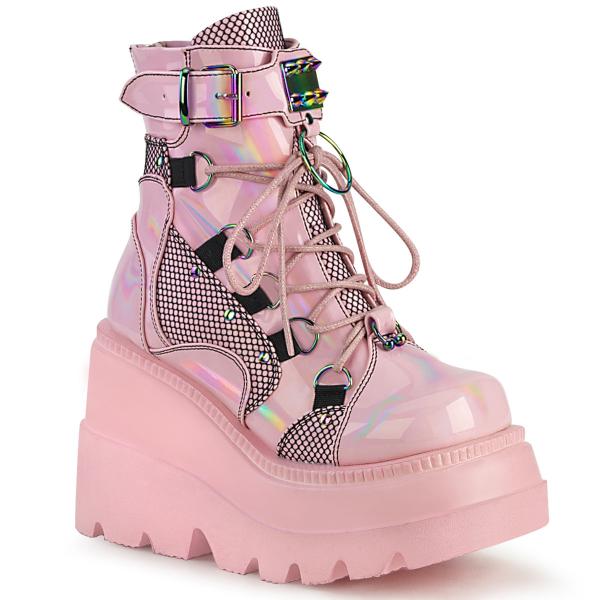 Sale SHAKER-60 DemoniaCult Keilplateau Stiefeletten babypink Hologramm Kontrasteinsätze 39