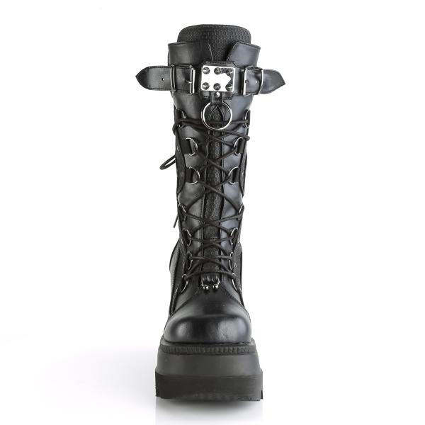 Sale SHAKER-70 DemoniaCult Damen Keil-Plateau Schnür-Stiefel Spikes schwarz Lederoptik 36