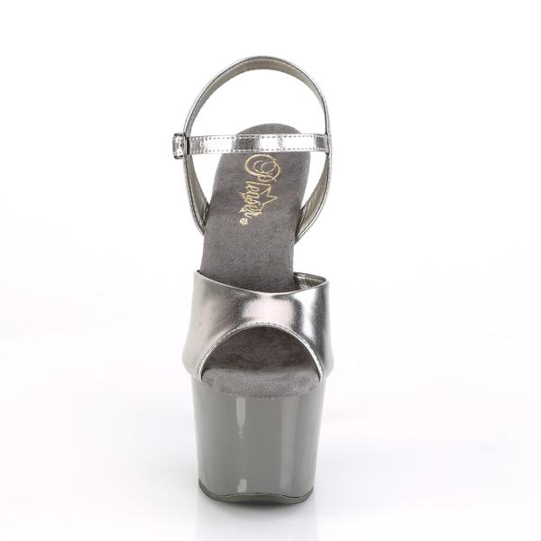 SKY-309TTG Pleaser High-Heels Plateausandaletten zinn metallic Chrom Glitter