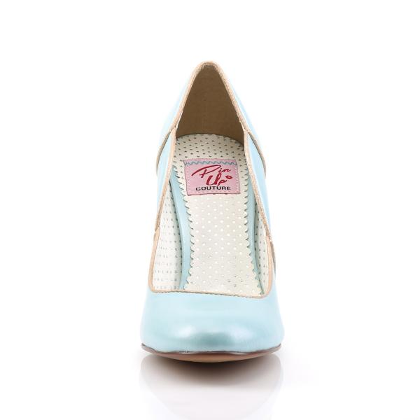 Sale SMITTEN-04 Pin Up Couture High Heels Pump Bubikragen babyblau Lederoptik 38